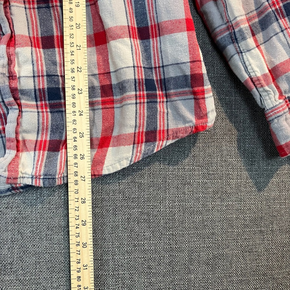 Quiksilver Mens Flannel Shirt Hooded Large L Red Blue Plaid Casual - Picture 3 of 6